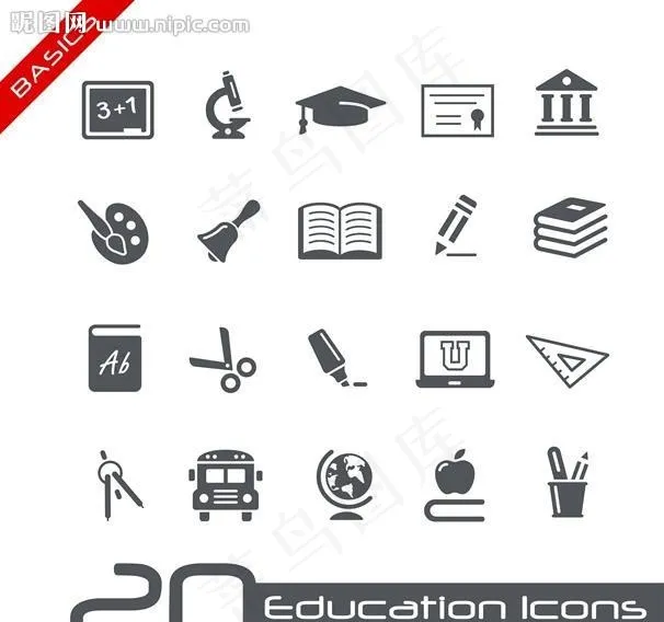 文具图标教育图标图片eps,ai矢量模版下载