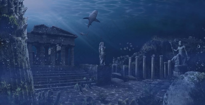 海洋背景 海底世界 海底城堡图片
