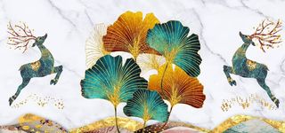 新中式爵士白大理石纹装饰画图片