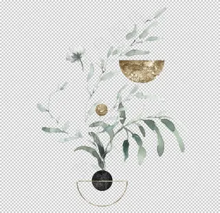 小清新水彩植物树枝图片