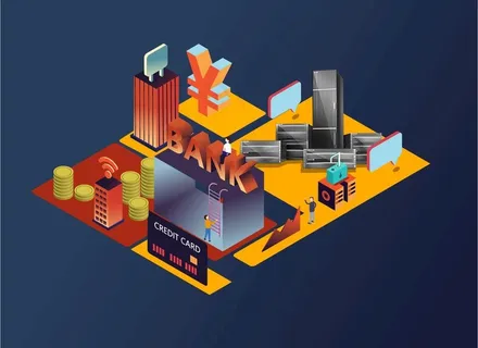 银行科技商务2.5D插画图片