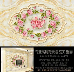 欧式大理石玫瑰花纹电视背景墙C图片