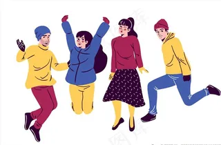 跳跃的青年男女图片