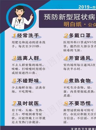 预防新型冠状病毒天津明白纸图片