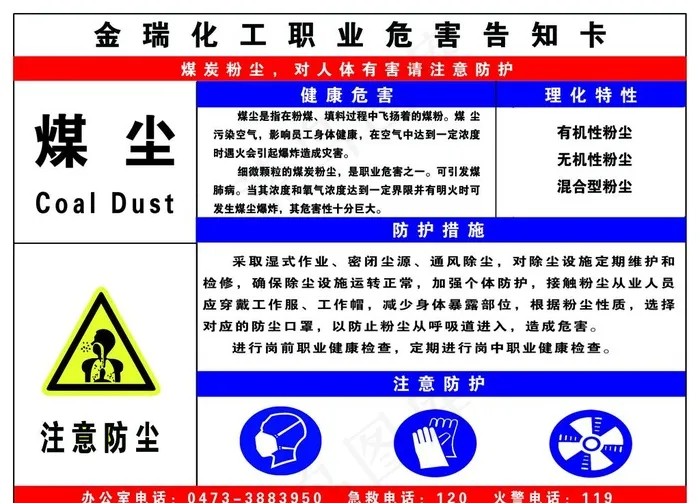 煤尘职业危害告知牌图片