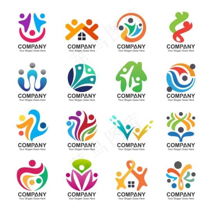 运动会抽象人形logo标志设计图片