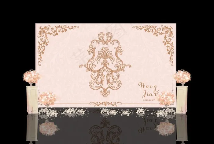 欧式香槟色婚礼合影区图片(3508X2480(DPI:300))psd模版下载