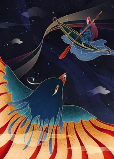 星河神鸟插画图片