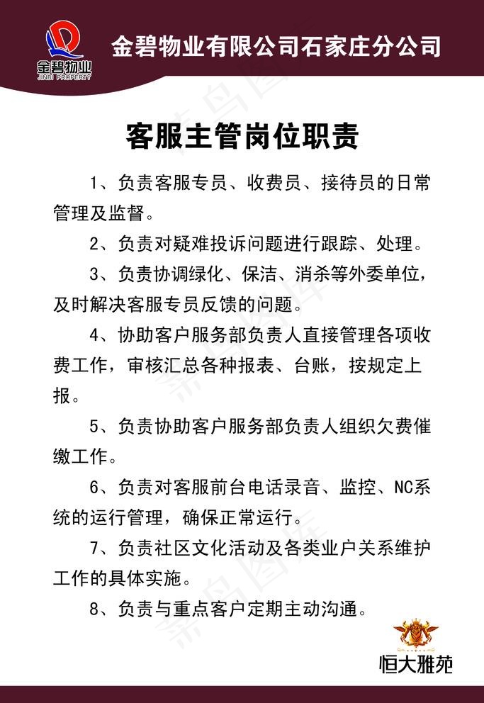 客服主管岗位职责图片