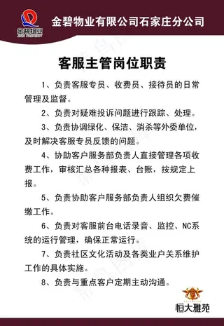 客服主管岗位职责图片