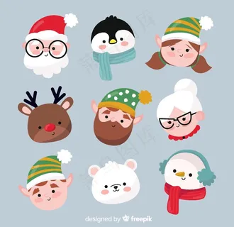 圣诞角色头像矢量素材图片