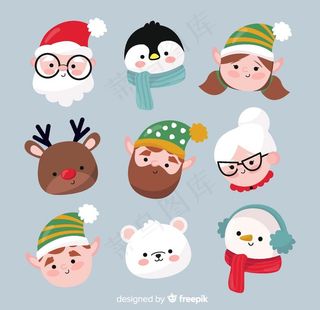 圣诞角色头像矢量素材图片