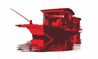 嘉兴南湖红船剪影图片