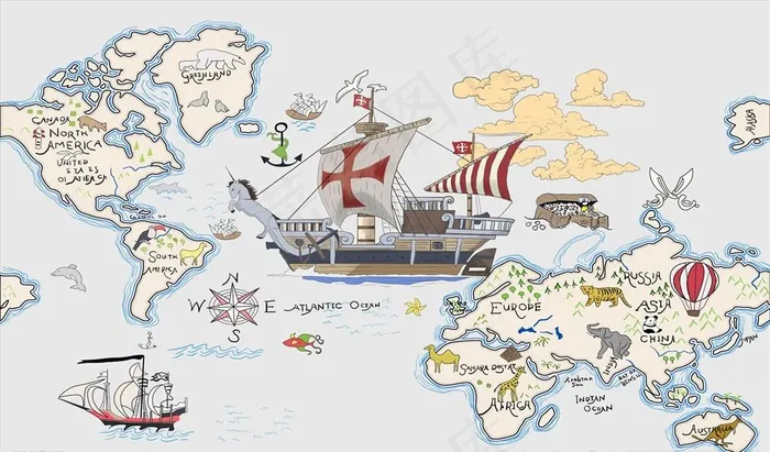 卡通背景墙图片(10079X6749(DPI:80))psd模版下载
