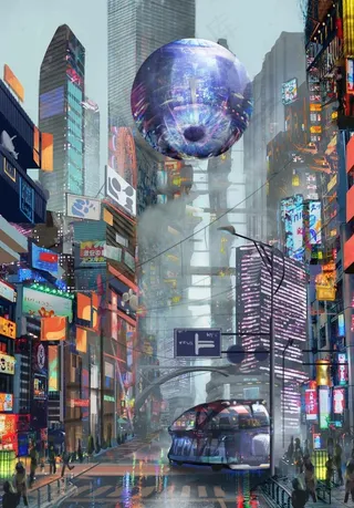赛博朋克风未来科技插画图片