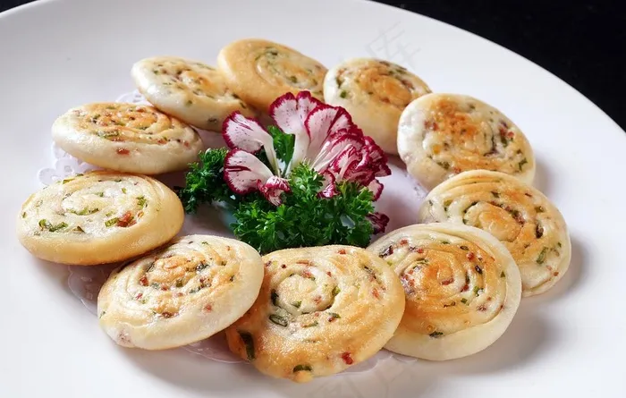 小吃葱油饼图片