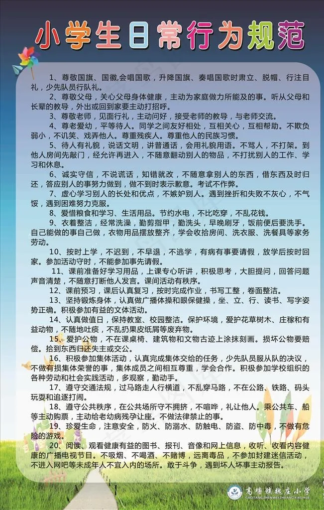 小学生日常行为规范图片cdr矢量模版下载