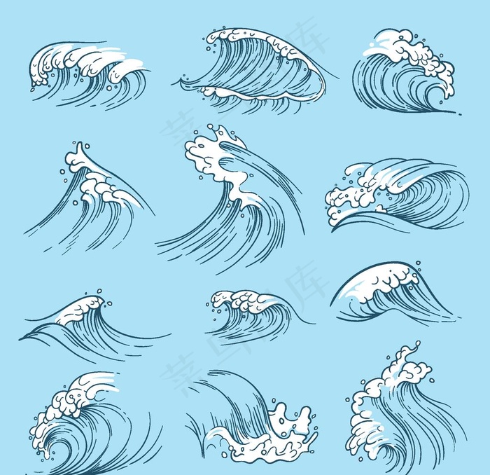水波图片eps,ai矢量模版下载