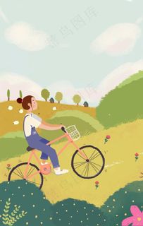 骑车旅行卡通人物插画图片 骑车旅行卡通人物插画图片