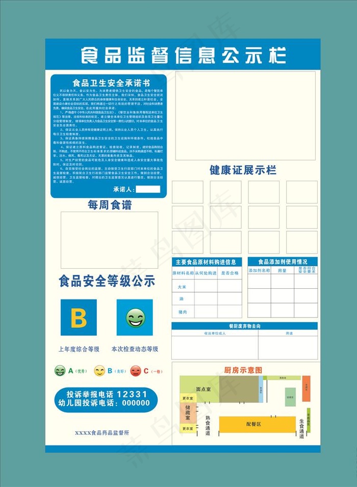 食品监督信息公示栏图片cdr矢量模版下载