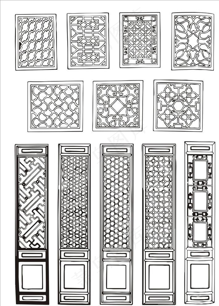 古代门窗纹图片cdr矢量模版下载