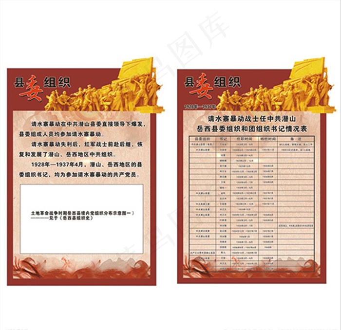 红色展馆县委组织图展板图片(210X297)cdr矢量模版下载