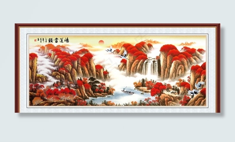 鸿运当头客厅挂画素材图片(7594X3543(DPI:300))psd模版下载