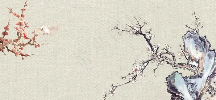 工笔花鸟中式素材图片(6751X3364(DPI:150))psd模版下载