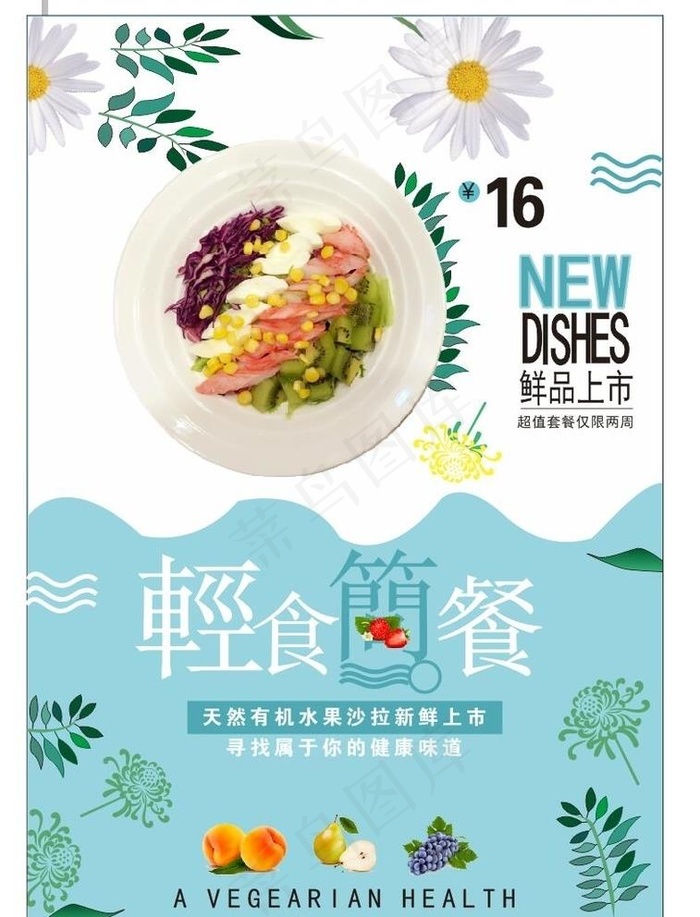 轻食简餐水果沙拉清新背景健康图片