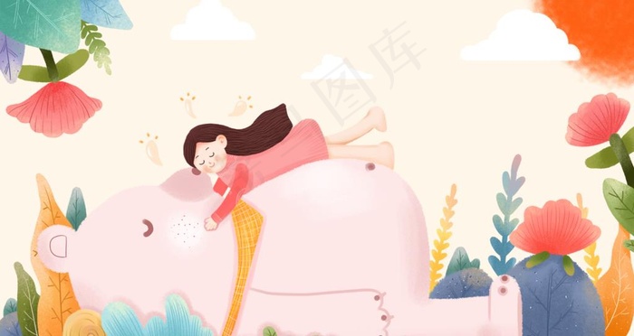 动物插画图片(2880X1620(DPI:300))psd模版下载