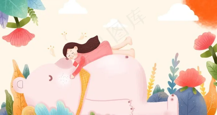 动物插画图片(2880X1620(DPI:300))psd模版下载