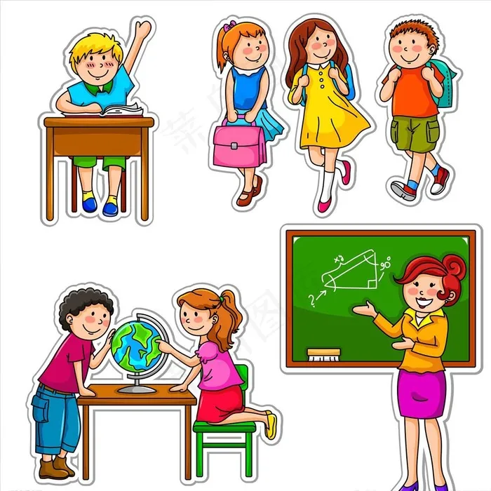 学生图片ai矢量模版下载
