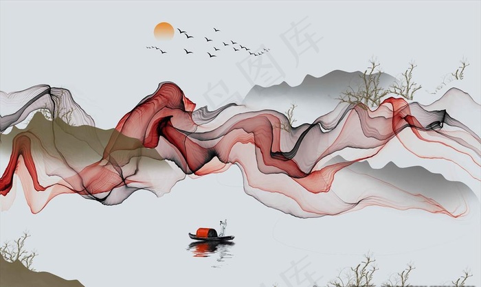 水墨山水图片(5669X3564(DPI:72))psd模版下载