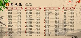 面馆上墙菜单图片