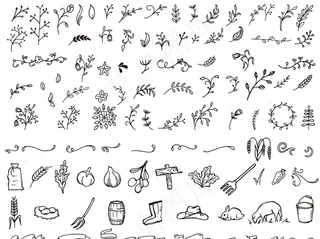 白描农场动植物线稿图片