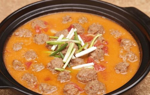 番茄酱肉团圆锅图片