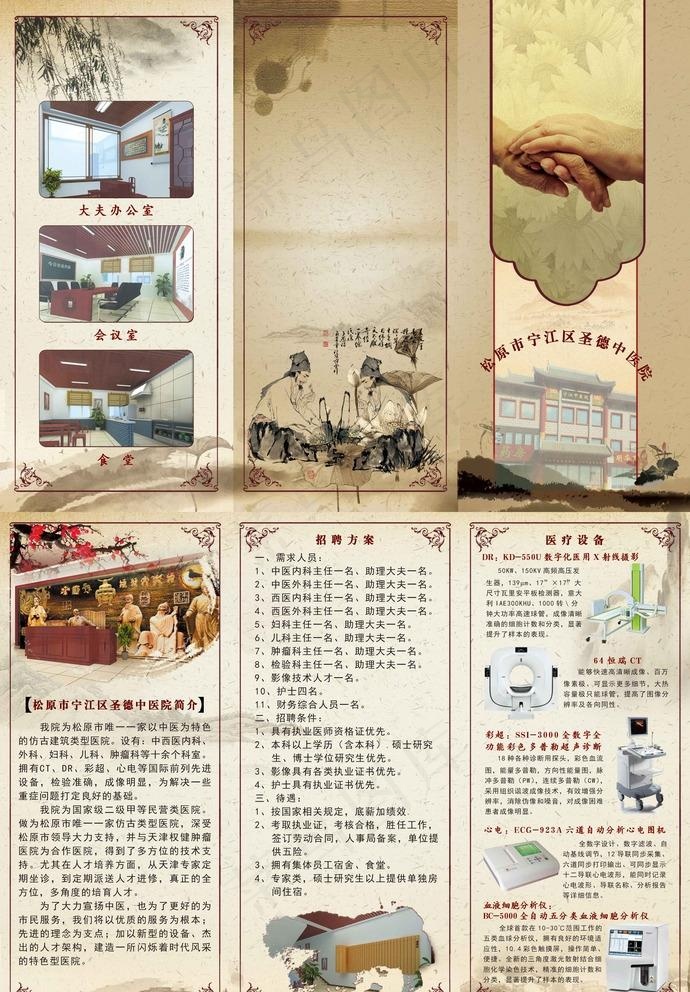 中医三折页 宣传单页 华韵堂图片(3437X2551(DPI:300))psd模版下载