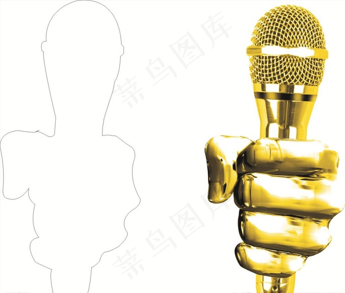 金色的话筒图片cdr矢量模版下载