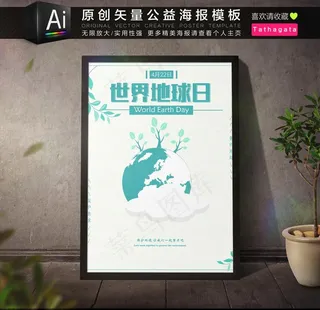 世界地球日环保公益海报矢量模板图片