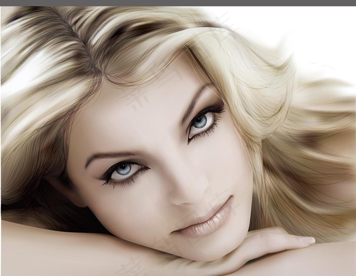 欧美金发女郎美女插画女孩矢量图片