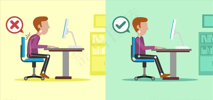 矢量彩色健康坐姿示意图图片ai矢量模版下载