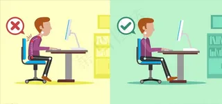 矢量彩色健康坐姿示意图图片