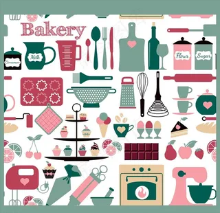 创意烘培工具无缝背景矢量素材图片