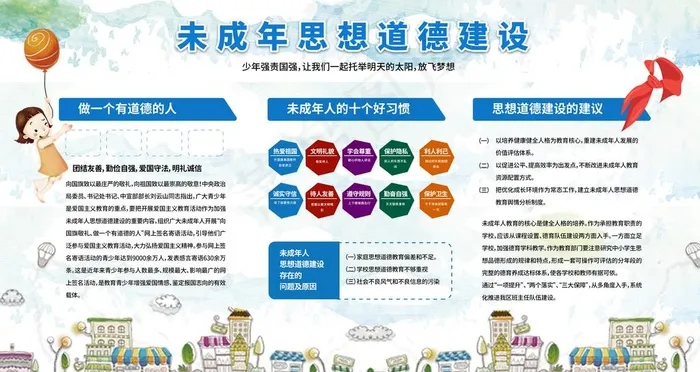 未成年人思想道德建设展板图片(4724X2657(DPI:150))psd模版下载