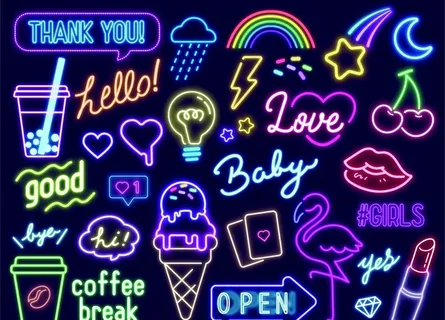 卡通可爱霓虹灯图案咖啡酒吧招牌图片