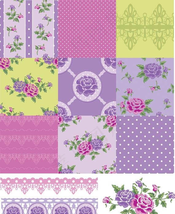 可爱拼布花卉花朵花纹背景图片