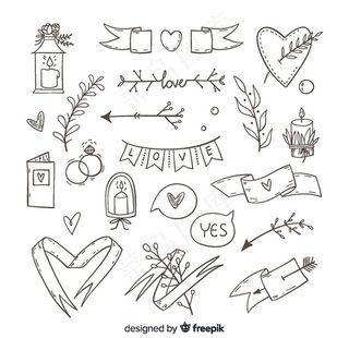 20款手绘 婚礼元素图片