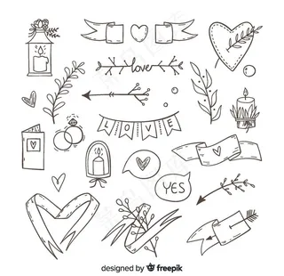 20款手绘 婚礼元素图片