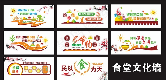 食堂文化墙 食堂标语图片cdr矢量模版下载