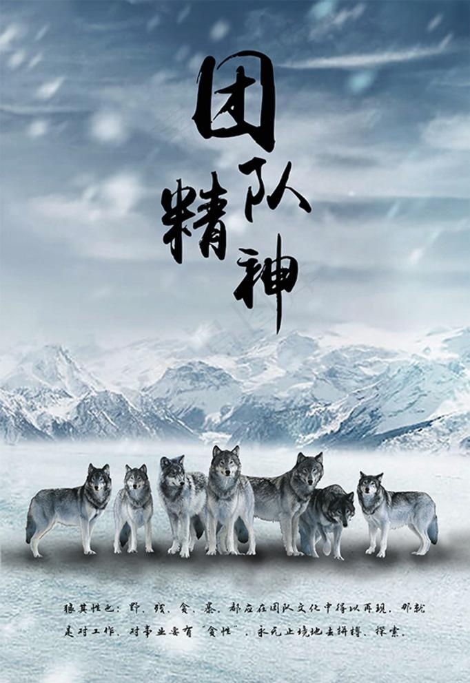 白色雪山狼性团结文化企业文化展图片